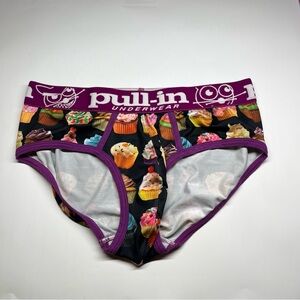 Men's Cupcake Print Briefs - Black and Purple Pull-in